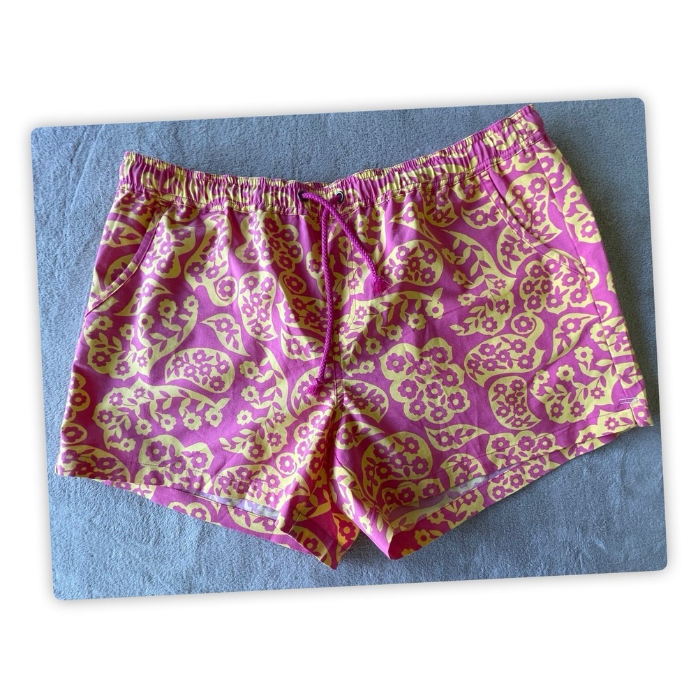 Toad & Co Women's XL Organic Cotton Blend Floral Pull-On Shorts Drawstring